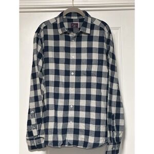 UNTUCKit, Men's Plaid Button Down Flannel, Navy, Size Large